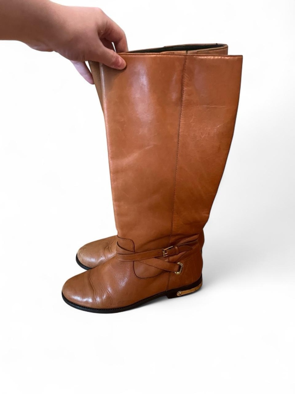 Ralph Lauren Cognac Leather Over-the-Knee Riding Boots - Picture 2 of 8